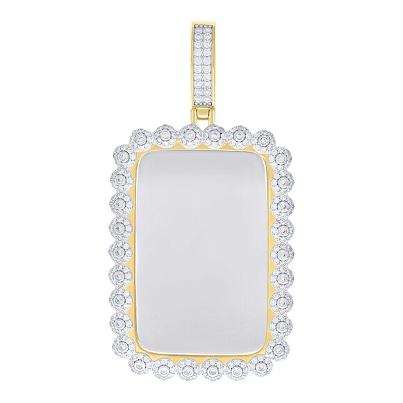 925 Sterling Silver Yellow-Tone Mens Cubic-Zirconia Dog Tag Charm Pendant